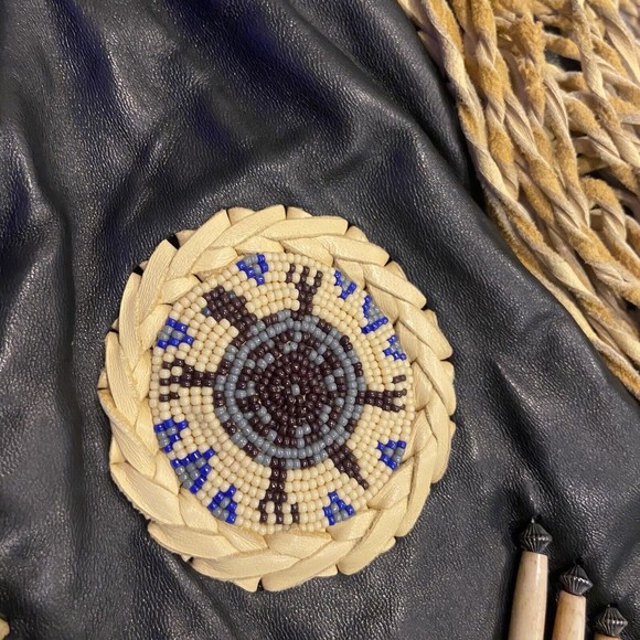 Tribe America NEW Women’s Leather Vest With Fringe Bone Bead Work Made In USA 12 - Picture 6 of 16